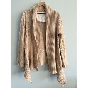 Anthropologie Canary Graceful Points Tan Sweater Large Wool Blend Cardigan